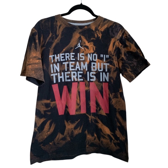 Jordan Basketball T-Shirt Acid Wash Shirt Medium There Is No I in Team WIN Tee - Picture 1 of 3